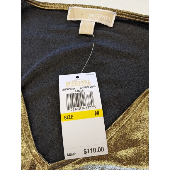 Michael Kors Gold Shimmer Top M Antique Brass Party Holiday New Years NWT $110 - Picture 7 of 10